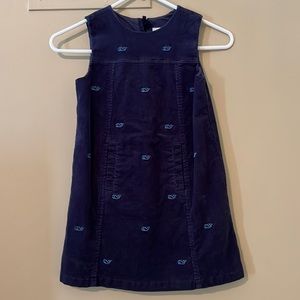 Vineyard Vines navy blue corduroy shift dress with whales